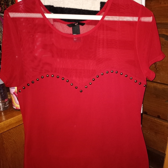 💕5 for 25$ Medium Red Sweetheart Neckline Studded Valentines Day Mini Dress - Picture 4 of 6